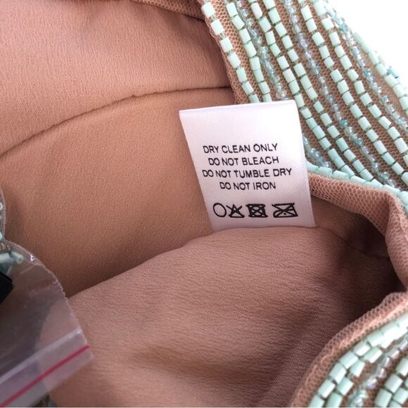 X by NBD REVOLVE Cool As Ice Top in Silver Mint Green Beaded Halter S NWT - Picture 11 of 12